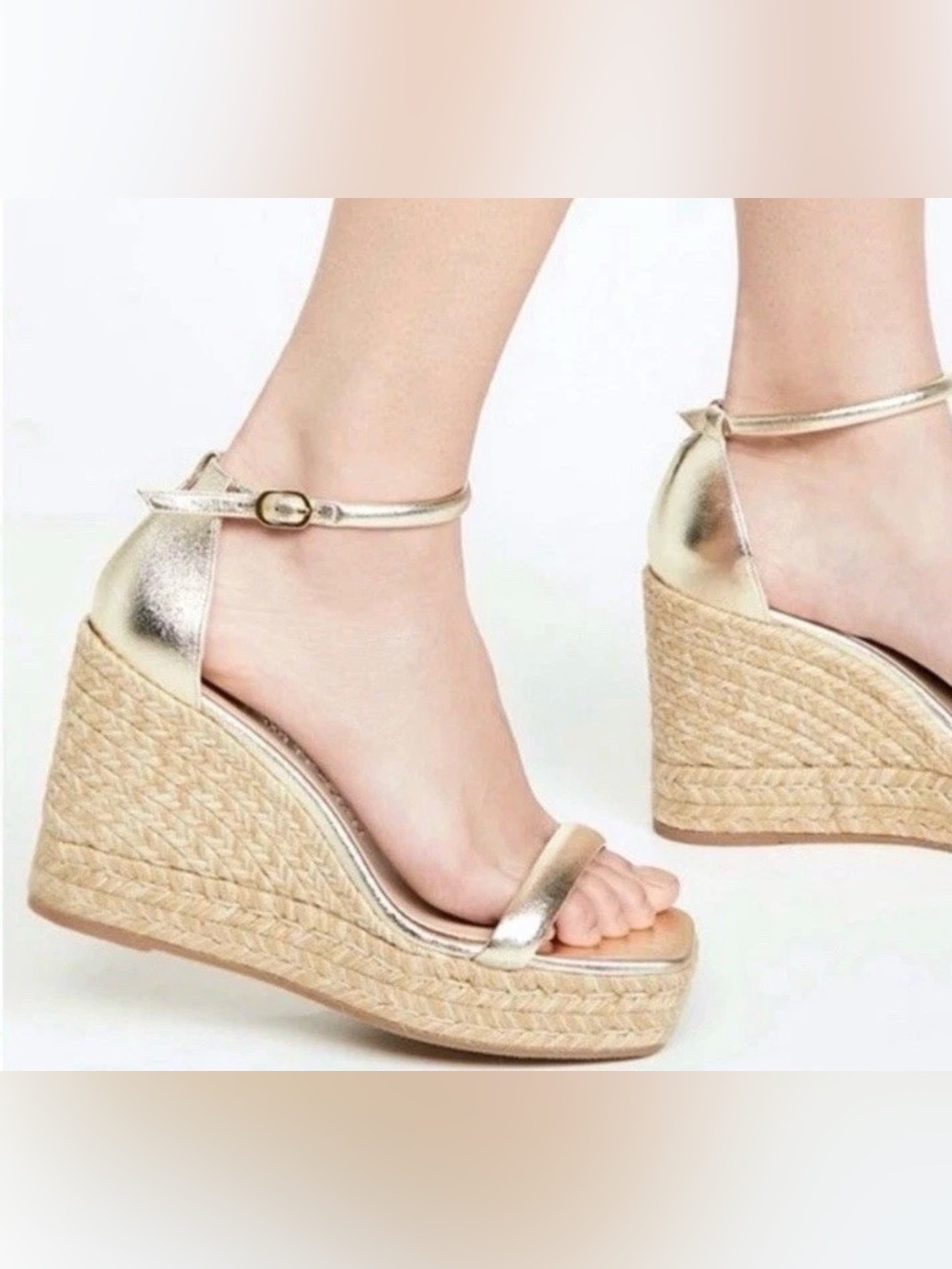 $400 STUART WEITZMAN Nudist Espadrille Wedge PLATFORM SANDAL NWOB